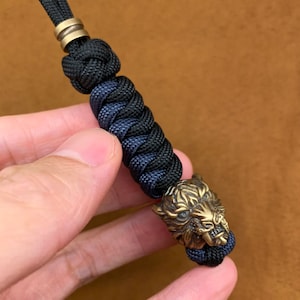 Custom Lanyard &quot;Fangs Tiger&quot;,550 Paracord Keychain with Beads,Exquisite and Amazing Paracord Lanyard,EDC Keychain,Gift for Him