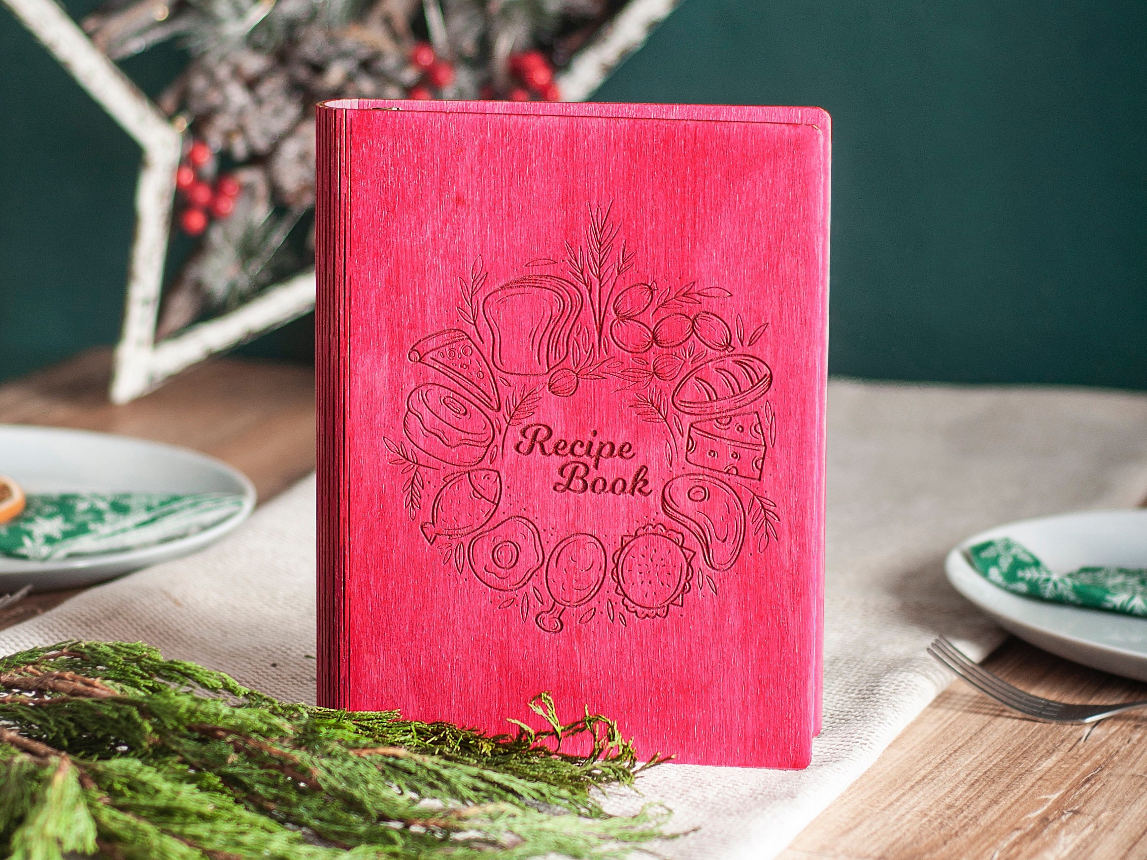 Pink Wooden A5 Recipe Binder With Blank Pages / Hardcover Etsy