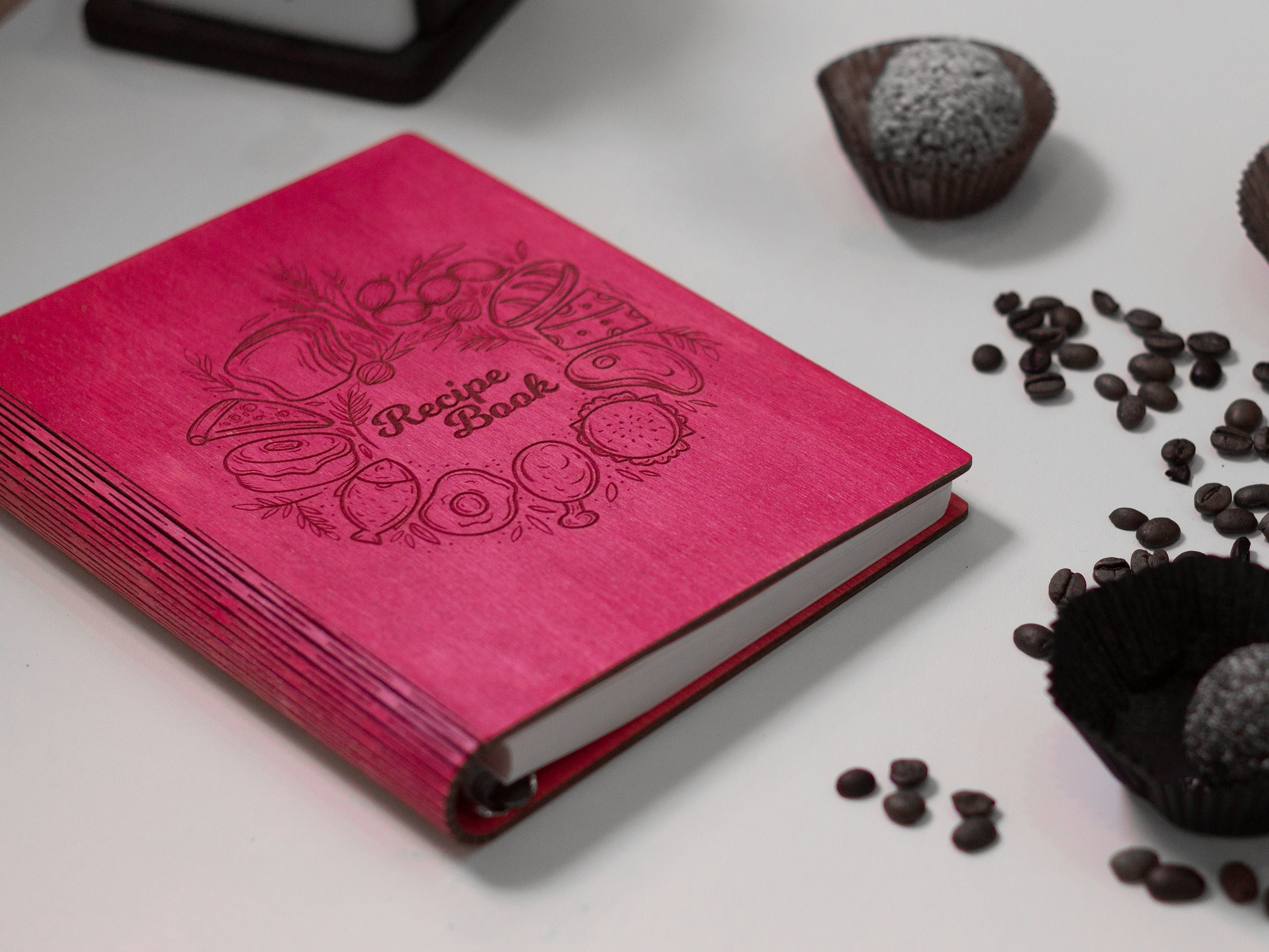 Pink Wooden A5 Recipe Binder With Blank Pages / Hardcover Etsy