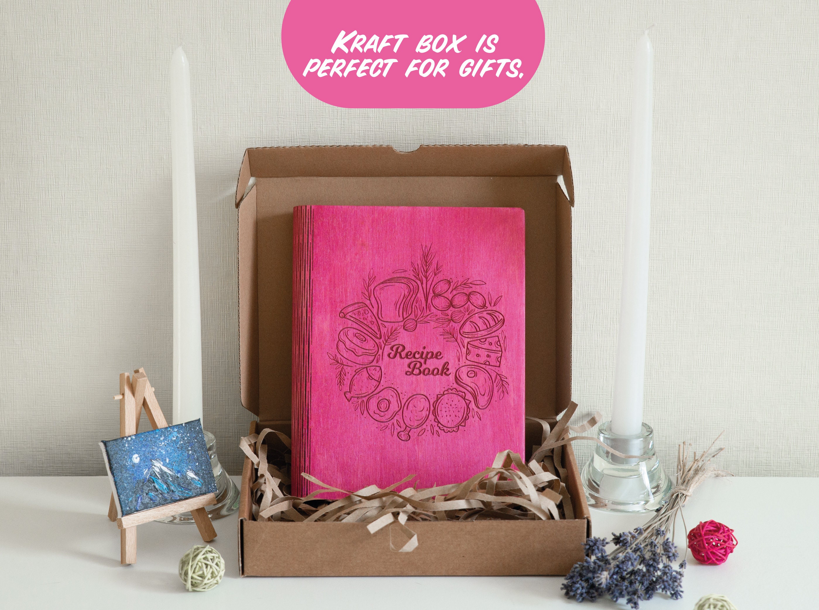 Pink Wooden A5 Recipe Binder With Blank Pages / Hardcover Etsy
