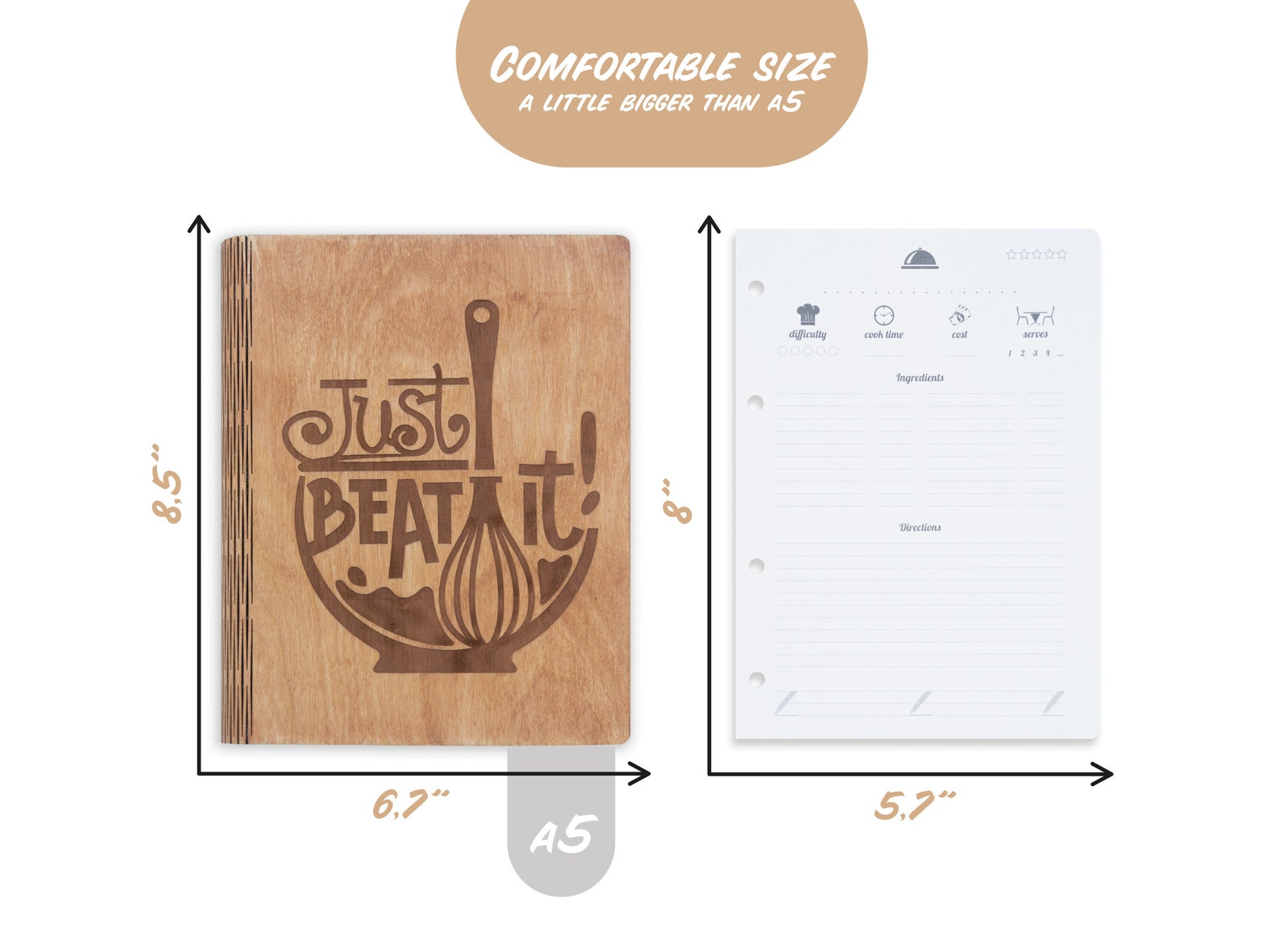 Blank Recipe Book With Refillable Pages / Family Recipe Book Etsy