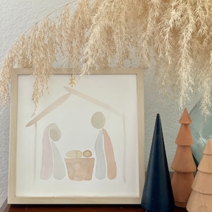 Hand painted Nativity 9” x 9”
