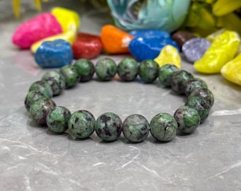 Handmade Jasper Beaded Bracelet: Natural Gemstone Stretchy Wristband