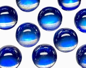 5 Round Rainbow Moonstone Cabochons: Natural Gemstone Lot (2MM-8MM)