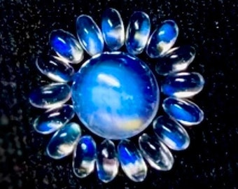 AAA Rainbow Moonstone Cabochons: Round and Oval Gemstones, India