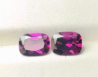 3.30Cts AAA+ Natural Purple Rhodolite Garnet Pair: 6X8mm Cushion Cut Loose Gemstones