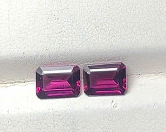 2Cts AAA Rhodolite Garnet Pair: Octagon Cut Loose Gemstones (5X7mm)