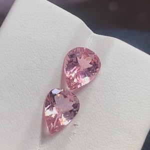 2.8Cts Top Grade Natural Pink Tourmaline Pairs Beautiful Pear shape Faceted Cut Stone Loose Gemstone Jewelry And Ring Making Size-9x7x4.50mm