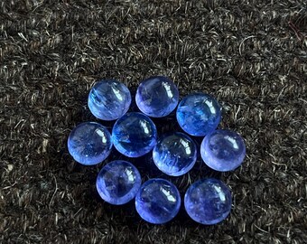 Natural Tanzanite Cabochons – Round Blue Purple Tanzanite Stones, Smooth Polished Loose Gem Lot- 10 Pieces