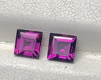 1.80Cts. AAA+ Natural Rhodolite Purple Garnet Pair Square for Making Jewelry Loos Gemstone Size-6X8mm
