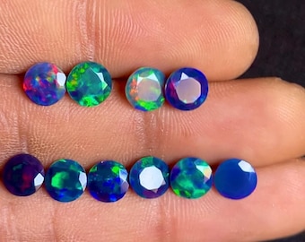 AAA Natural Black Opal Faceted Round Gemstone: Ethiopian Wholesale Lot