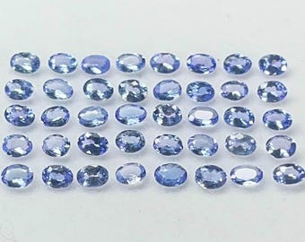 AAA Tanzanite Gemstone Lot – 40 Oval Faceted Stones (4x3mm)