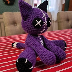 COLOR CUSTOMIZABLE voodoo cat, goth cat, punk cat, crochet punk cat, amigurumi plush, crochet cat...made to order