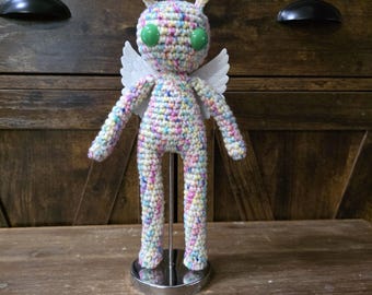 Crochet Pixie Doll: Colorful Acrylic Yarn, Glitter Wings