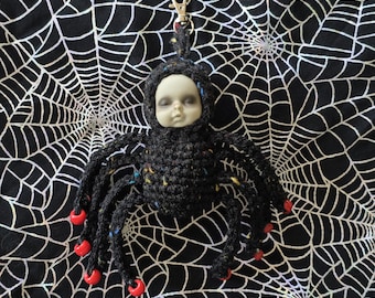 Crochet Spider Keychain: Speckled Yarn Amigurumi Bag Charm
