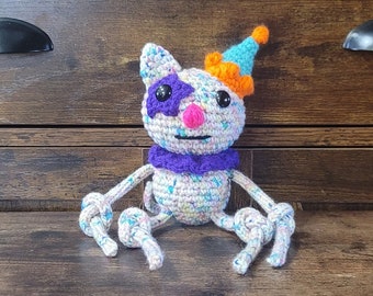 Crochet Clown Cat Plush Amigurumi: Colorful Variegated Yarn