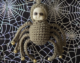 Crochet Spider Keychain: Brown Acrylic Yarn Amigurumi Bag Charm