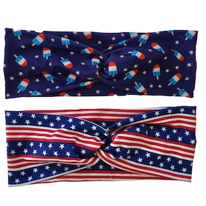 Fourth of July stretchy headband,soft and stretchy headband,twisted headband, nurse headband,turban style headband, knotted headband