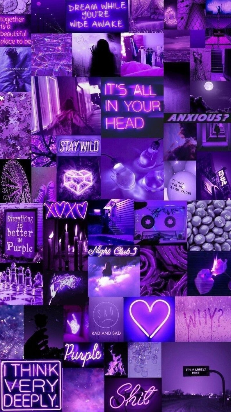 Purple Aesthetic wall photo collagepurple vibe wall