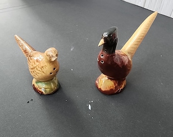 vintage Rosemead North Dakota pottery Pheasant Salt and Pepper Shakers