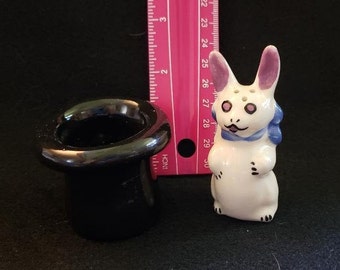 Rabbit in Magician Hat Salt and Pepper Shakers