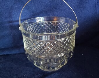 Glass Ice Bucket with silver handle