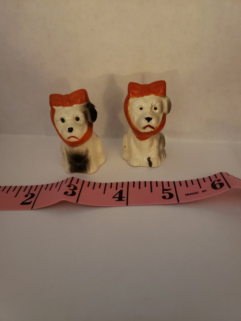 Mugsy Dogs with Orange Bows Salt and Pepper Shakers Etsy