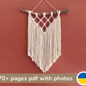 Easy Macrame Pattern PDF, Small Wall Hanging for Beginners, Step by Step Macrame Tutorial with photos, instructions Small Macrame