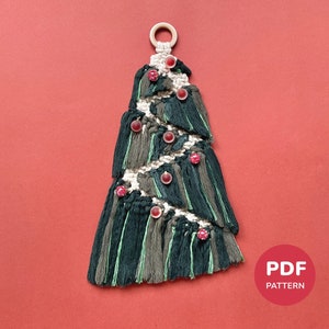 Macrame Christmas Tree Pattern PDF, Macrame Christmas Ornaments Tutorial for Beginners, DIY Christmas Wall Decor, Christmas Decorations