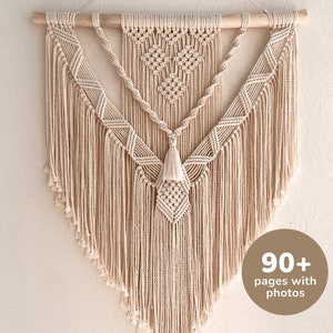 Eenvoudig Macrame-patroon PDF met stapsgewijze foto's, DIY Macrame-tutorial voor beginners, DIY Macrame-muurhanger voor beginners, Instant Download