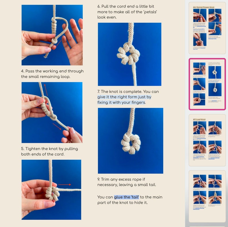 Macrame Knot Guide PDF With 10 Macrame Finishing and Decorative Knots ...
