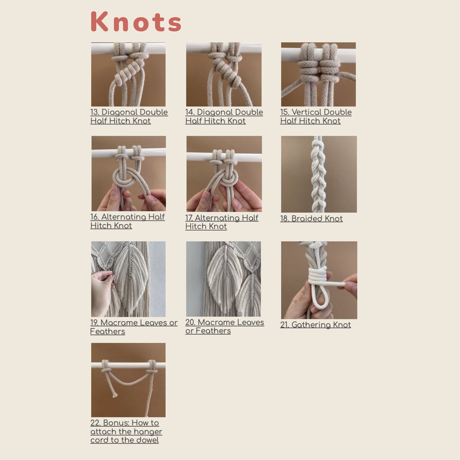 Macrame Knot Guide PDF With 20 Macrame Knots Explained, Knot Tutorial