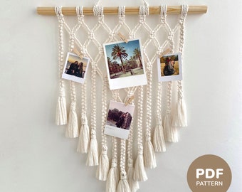 Macrame Photo Wall Display Patroon PDF, DIY Macrame Fotohouder, Macrame Fotohanger Tutorial, Macrame Moodboard PDF Patroon voor beginners