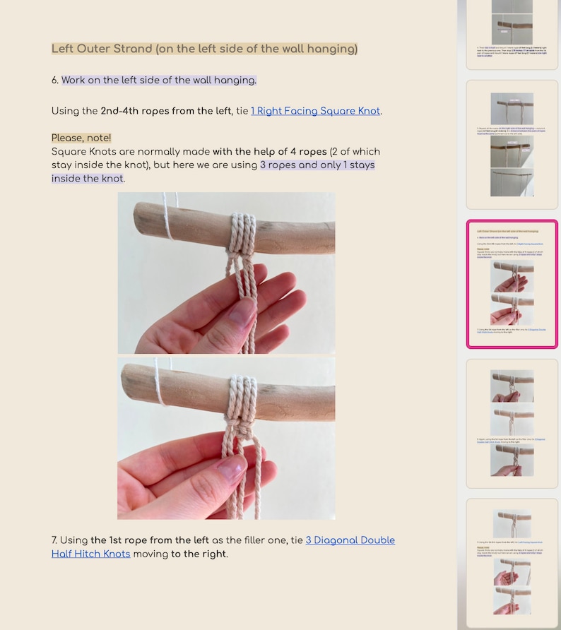 Rustic Macrame Pattern PDF With Photos, Macrame Wall Hanging, Step by ...
