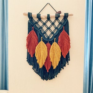 PDF Pattern Macrame Wall Hanging with Colourful Leaves, Beginner Macrame Wall Hanging pattern, Step by Step Tutorial with photos image 7