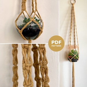 Plant Hanger Macrame Pattern PDF, DIY Plant Holder Pattern for beginners, Long planter tutorial, Plant Pot Pattern tutorial, Macrame Craft