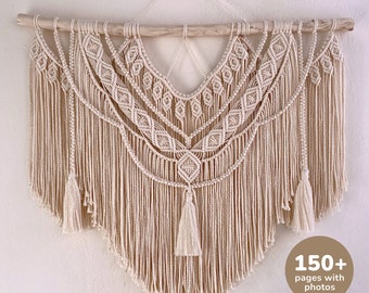 Large Macrame Wall Hanging Pattern PDF, Detailed Step by Step Photos, Easy Beginner Macrame Tutorial, DIY Instructions, Free Knot Guide