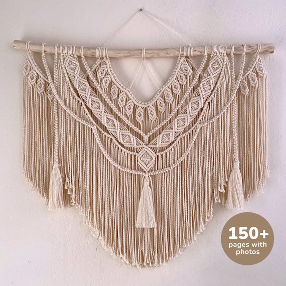 Large Macrame Wall Hanging Pattern PDF, Detailed Step by Step Photos, Easy Beginner Macrame Tutorial, DIY Instructions, Free Knot Guide