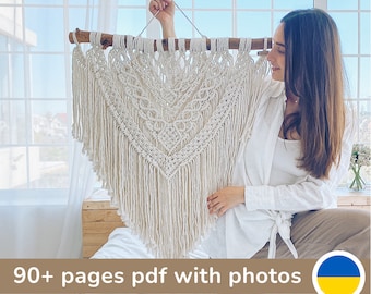 Large Macrame Pattern PDF with photos, Beginner Macrame Wall Hanging pattern, DIY macrame tutorial, Instant download