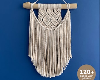 Beginner Macrame Pattern, Small Wall Hanging Macrame Pattern with Step by Step Instructions and detailed Photos, Easy Macrame Tutorial