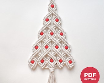 Macrame Christmas Tree Pattern PDF, Macrame Christmas Ornaments PDF, Christmas Decorations Pattern for Beginners Digital Download Knot Guide