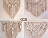 4 in 1 Macrame Pattern PDF with photos, Beginner Macrame Wall Hanging Pattern, Macrame Tutorial, DIY Instructions, Free Knot Guide