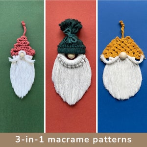 Santa Claus Macrame Pattern PDF, Gnome Macrame Pattern PDF, Christmas Ornament Pattern Pdf, DIY Macrame Christmas Tutorial, Gnomes Craft