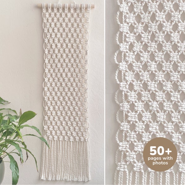 Macrame Wall Hanging Pattern PDF, Geometric DIY Macrame Wall Hanging Tutorial with Free Knot Guide Digital download Macrame Pattern Beginner