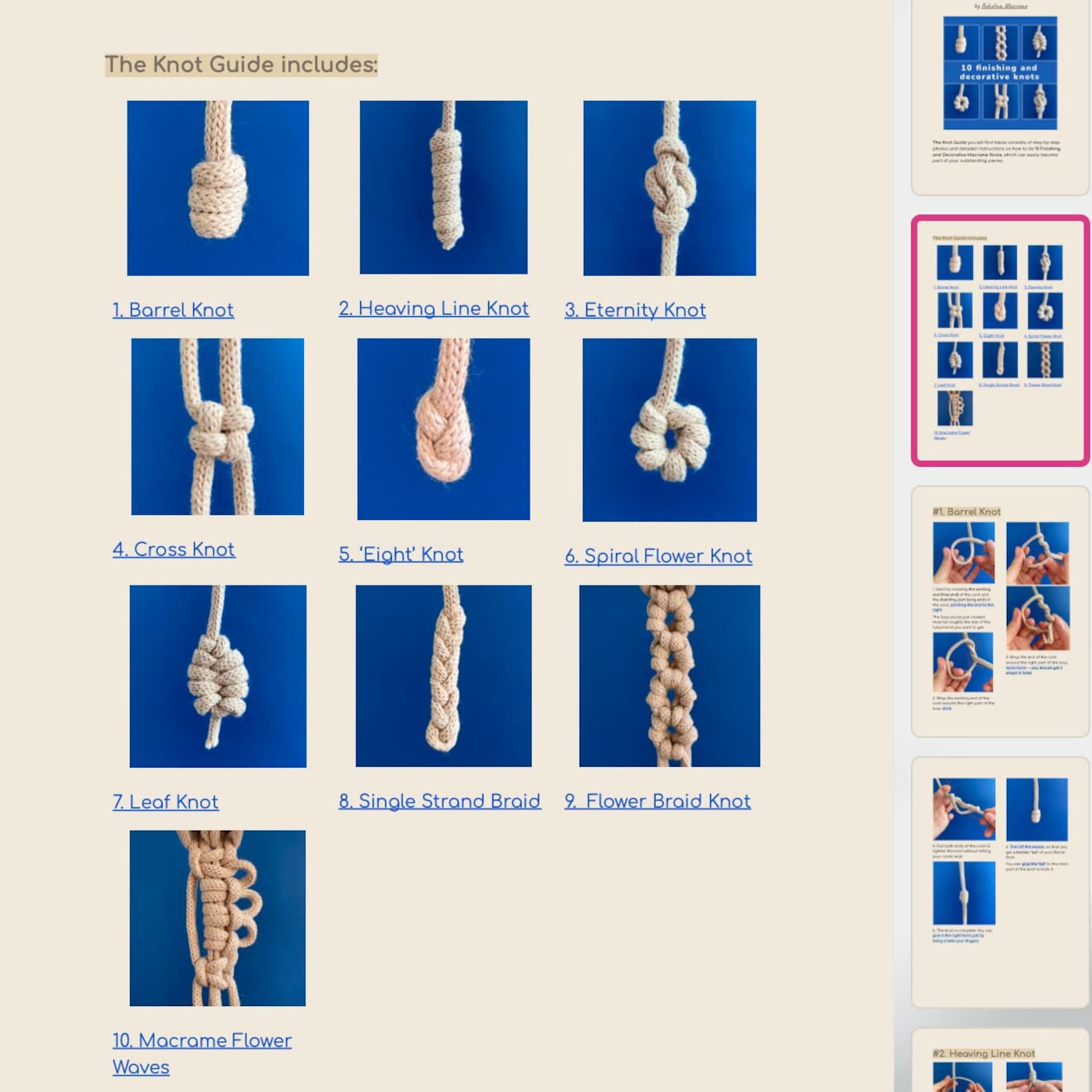 Macrame Knot Guide PDF With 10 Macrame Finishing and Decorative Knots ...