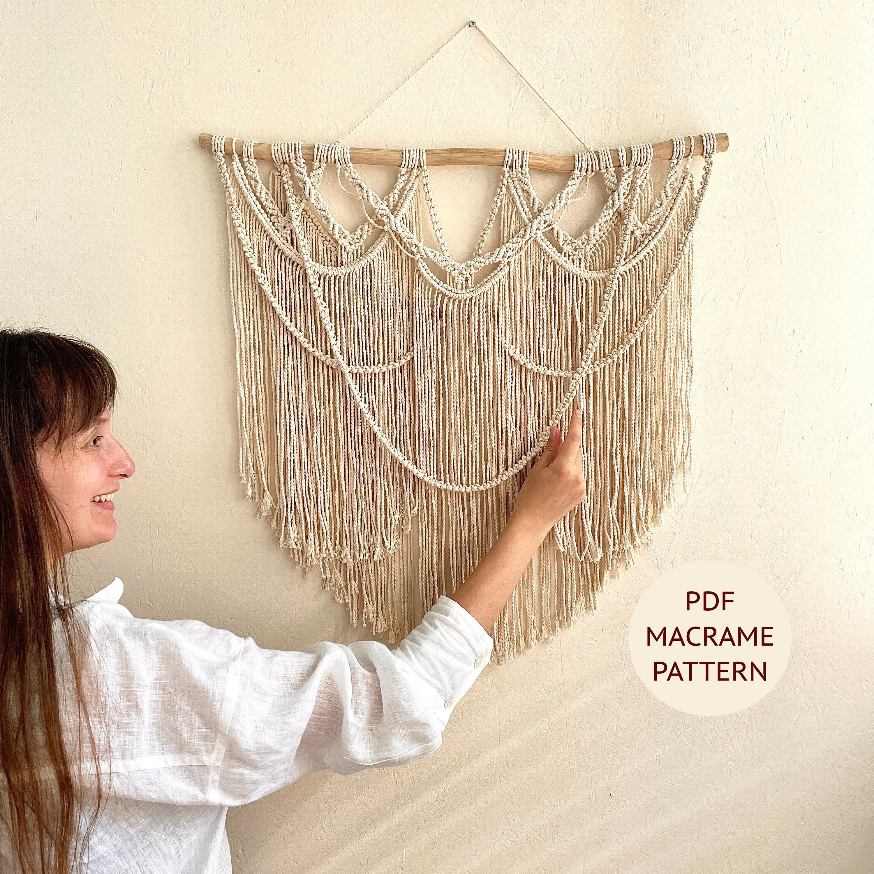 Rustic Macrame Pattern PDF With Photos, Macrame Wall Hanging, Step by ...