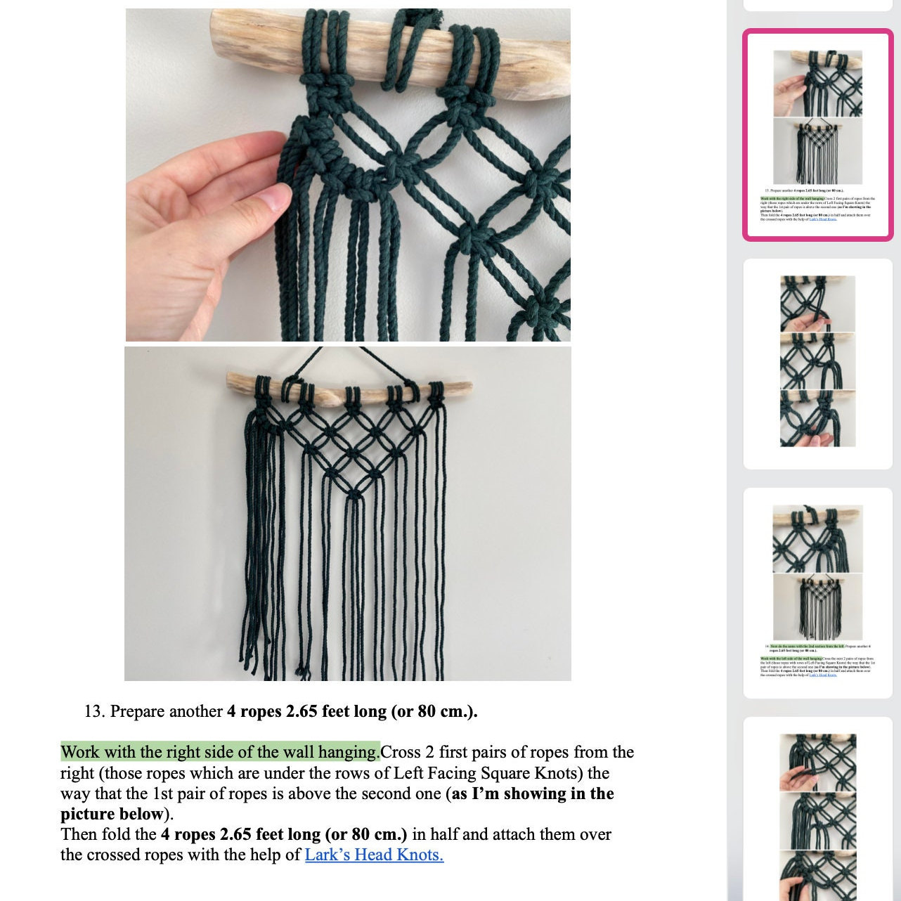 PDF Pattern Macrame Wall Hanging With Colourful Leaves, Beginner ...