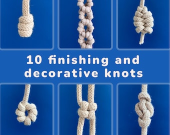 Guida ai nodi Macrame PDF con 10 nodi decorativi e di finitura Macrame, tutorial sui nodi Macrame per principianti e creatori avanzati con foto