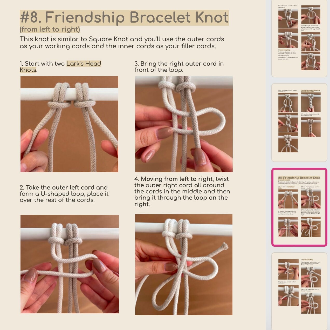 Trendy Macrame Knot Guide PDF With 10 Macrame Knots Explained, Step by ...