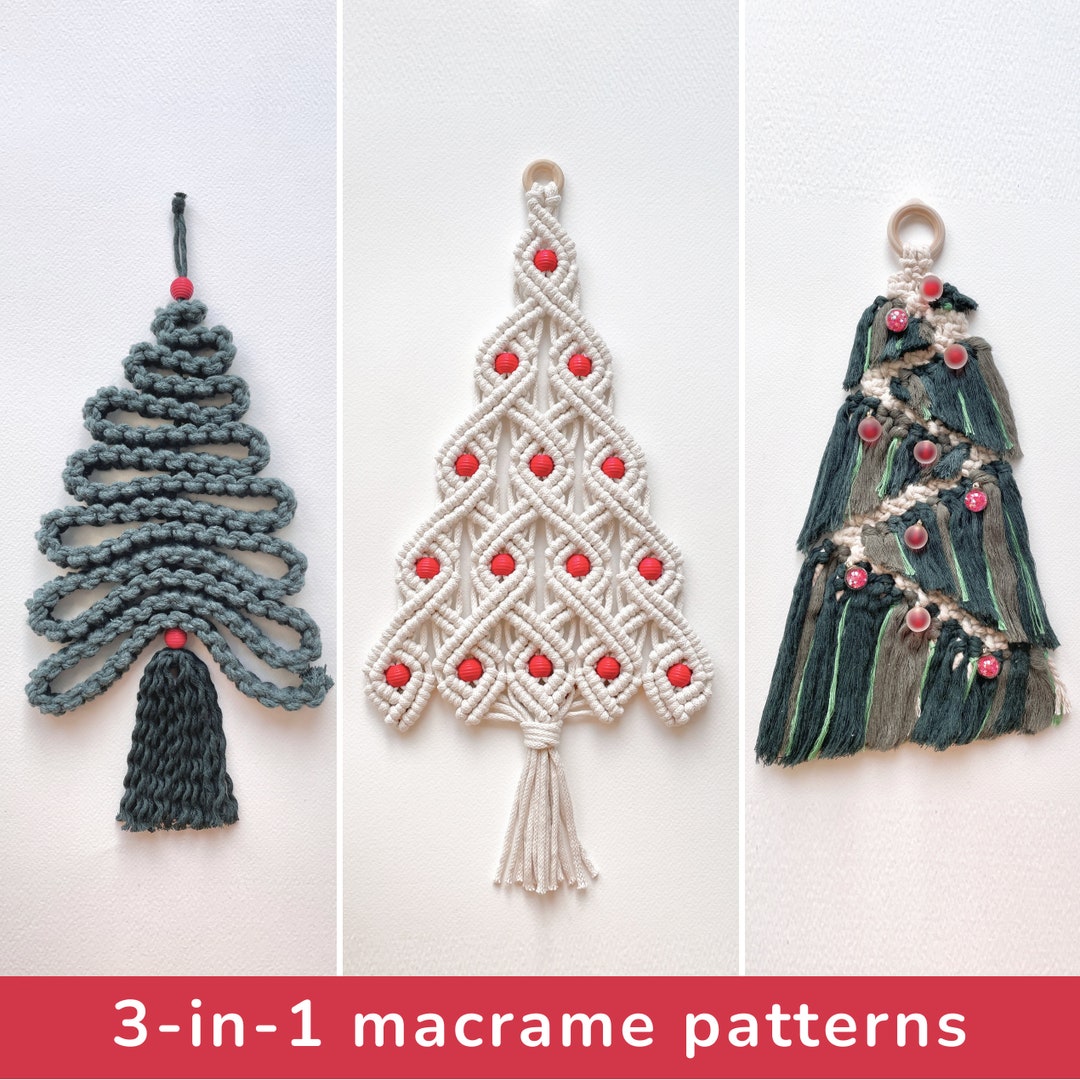 Macrame Christmas Tree Pattern PDF Set of 3 Macrame Patterns With Step ...